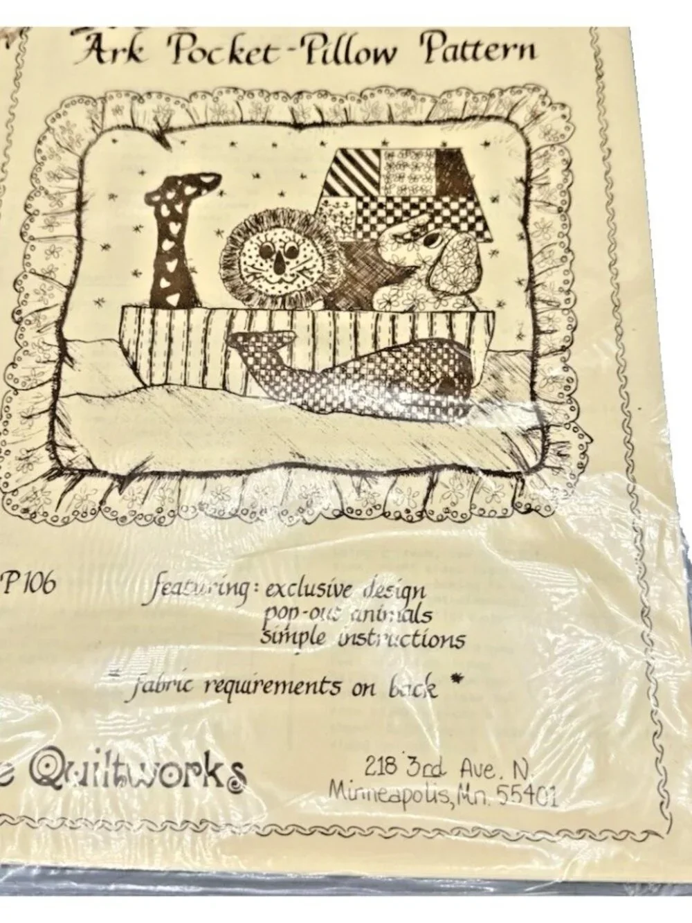 Vintage Sewing Pattern The Quiltworks Sewing P Ark Pocket Pillow P106 ONLY Uncut